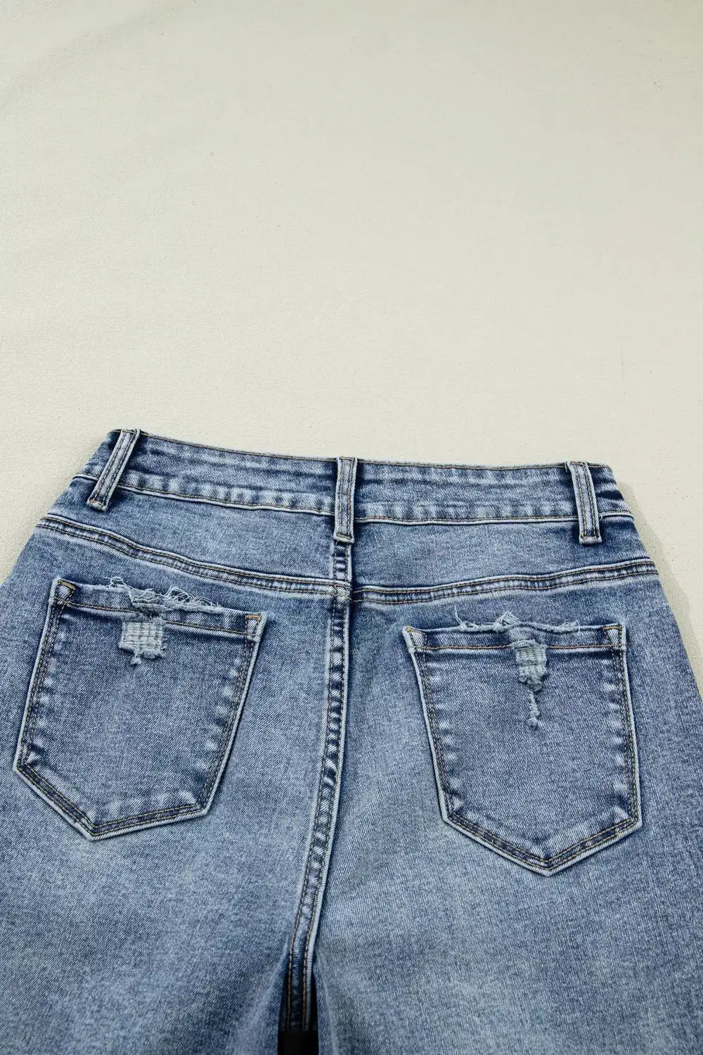 Straight Leg Cuffed Denim Jeans