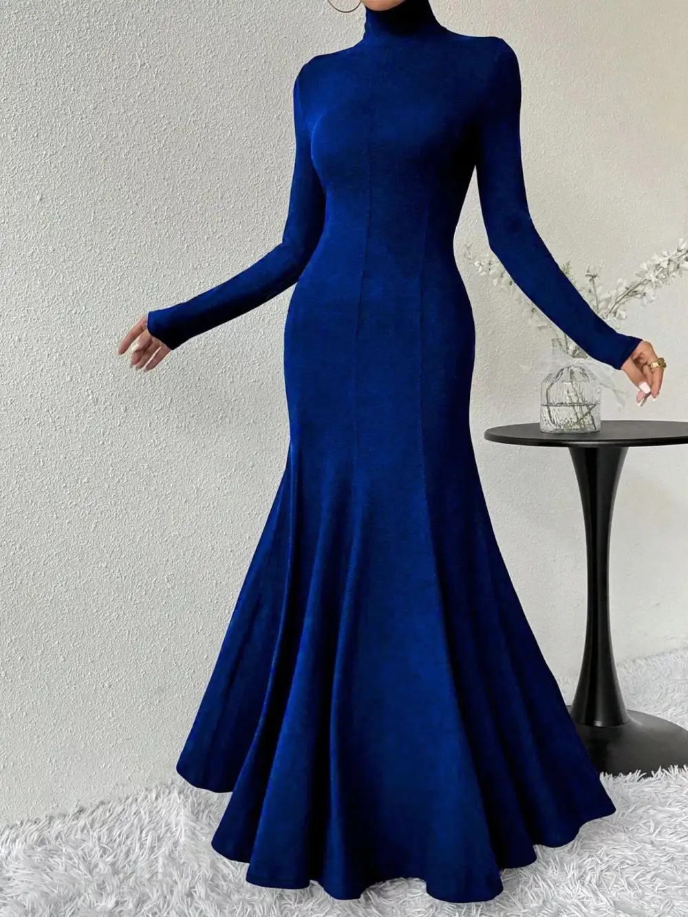 Polished Detail Long Sleeve Maxi Dress