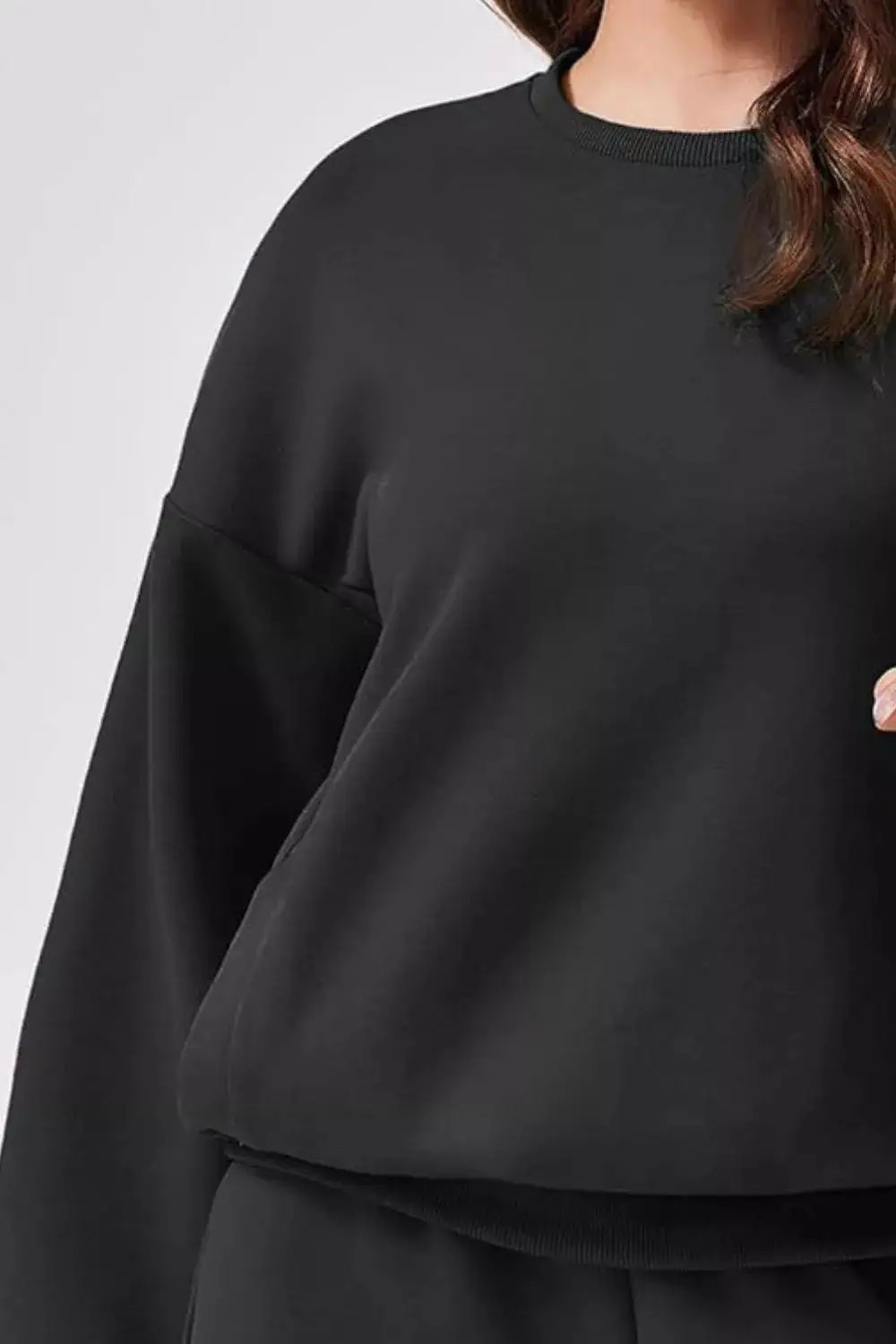 Round Neck Sweatshirt and Shorts Set