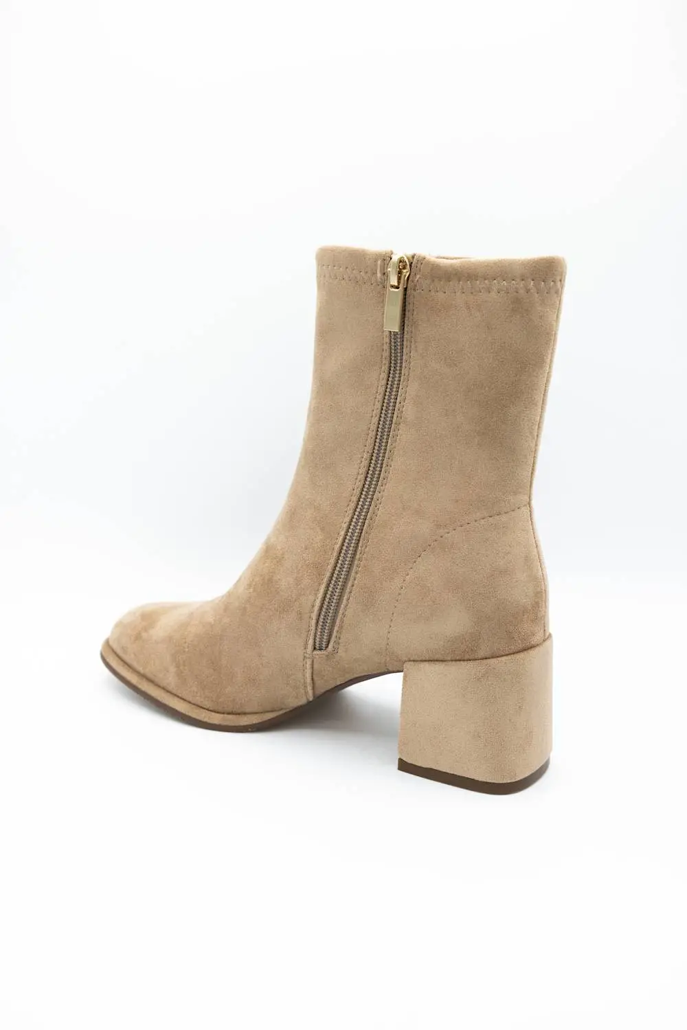 Modern Suede Zip Entry Ankle Bootie