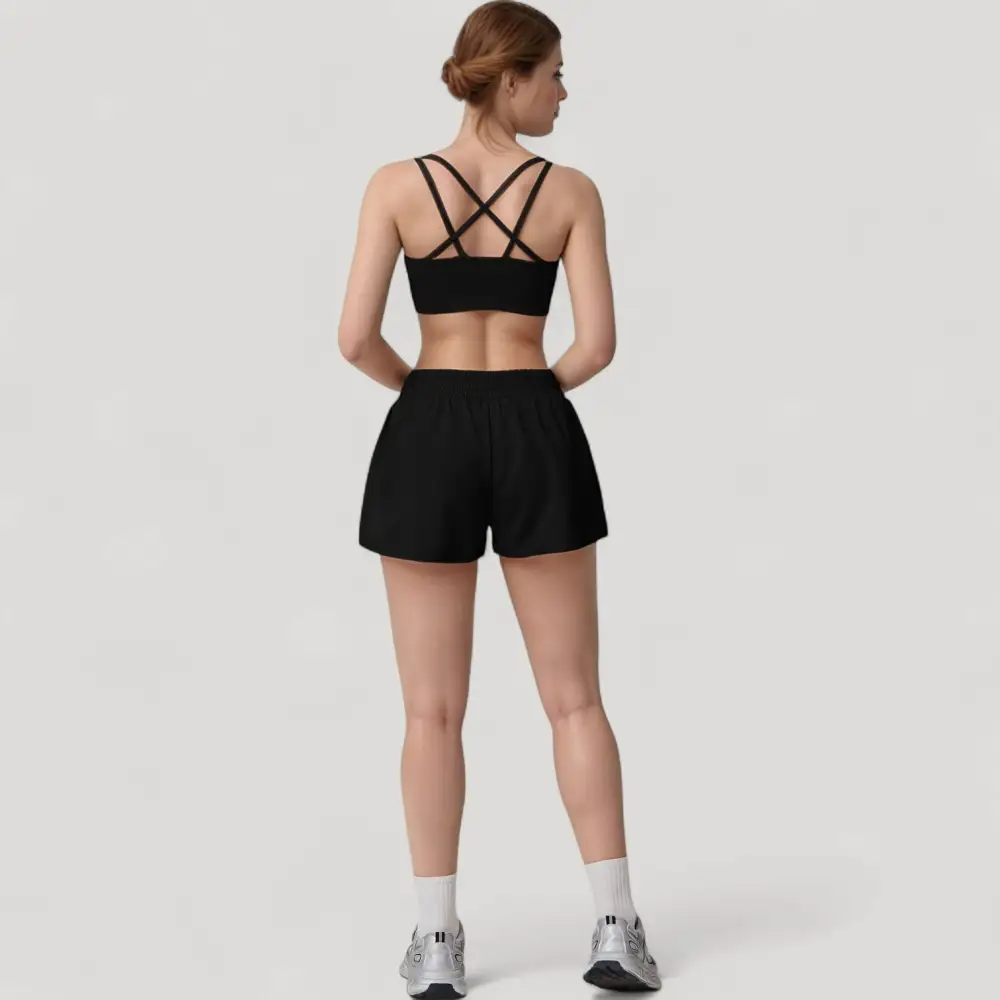 High-Waist Elastic-Waist Built-In-Liner Side-Pocket Running Shorts