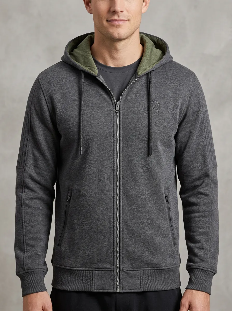 Men's Active Hooded Zip-Up Sports Jacket