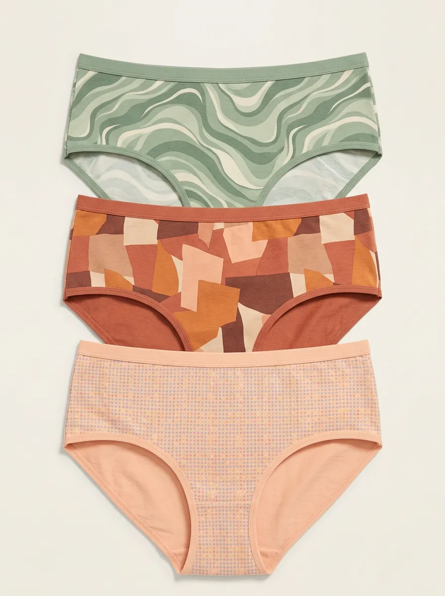Women's Wavy Geometric Polka Dot Print 3-Pack Panties