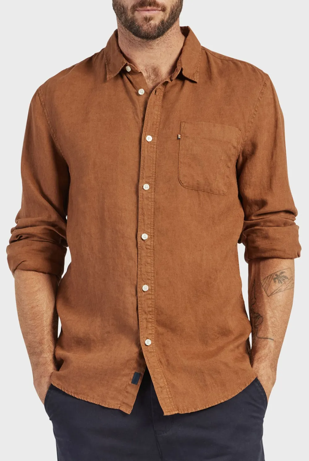 Hampton Linen Shirt-Ash grey