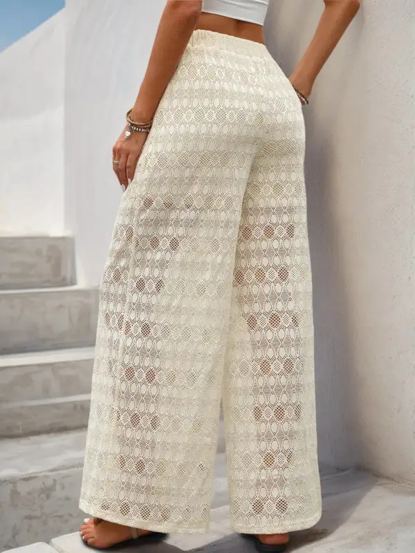 Button Front Wide Leg Pants