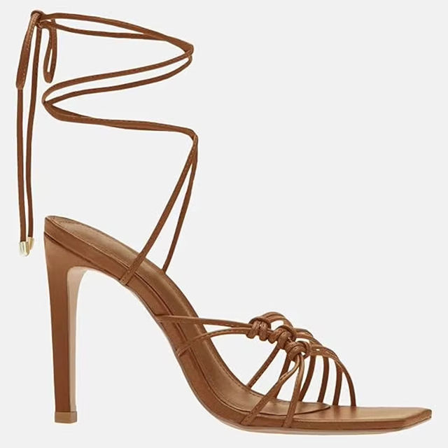 Lunara Lace-Up Square Toe Stiletto Sandals