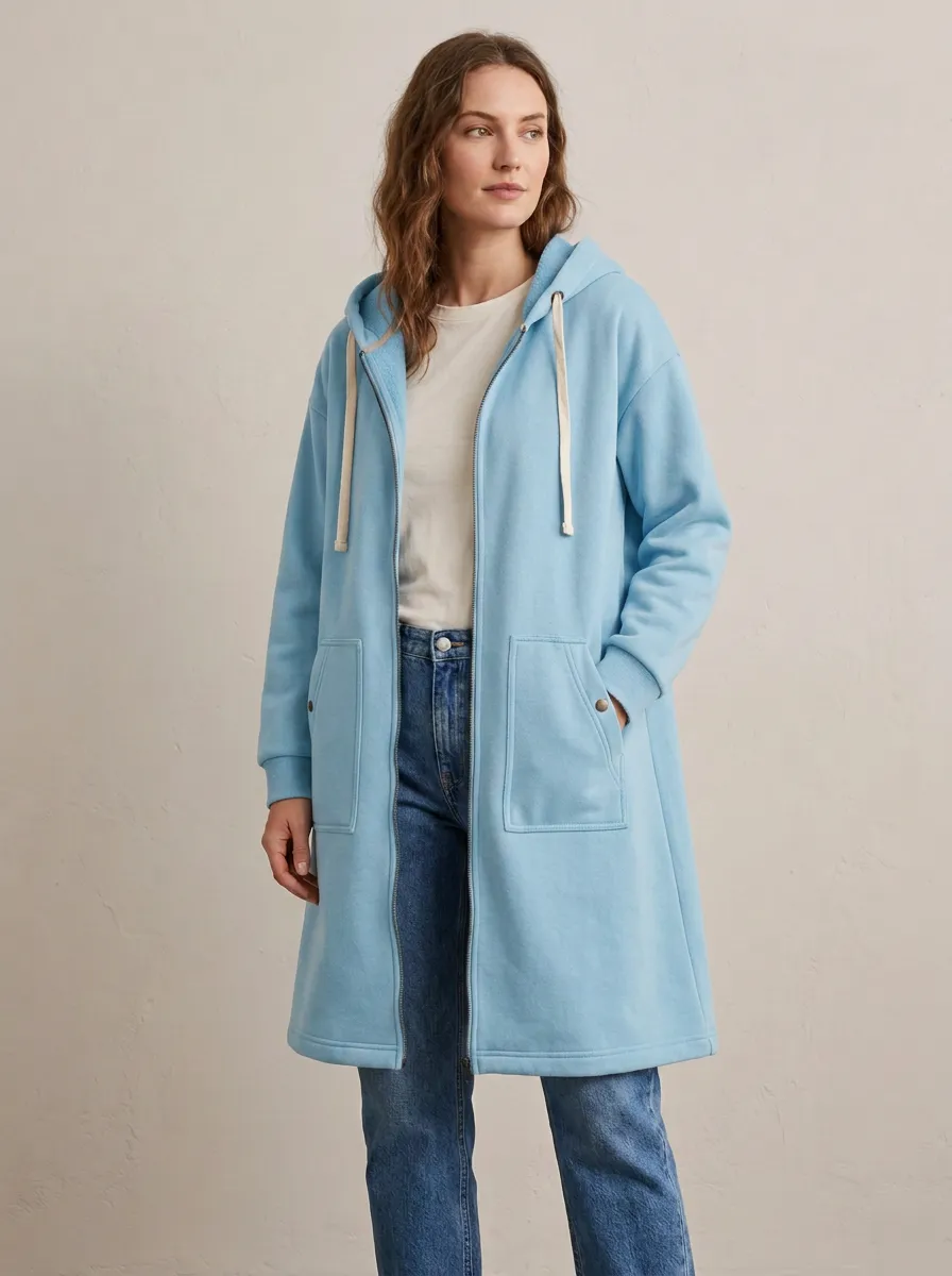 Weekend-Layer Zip-Up Long Hooded Coat