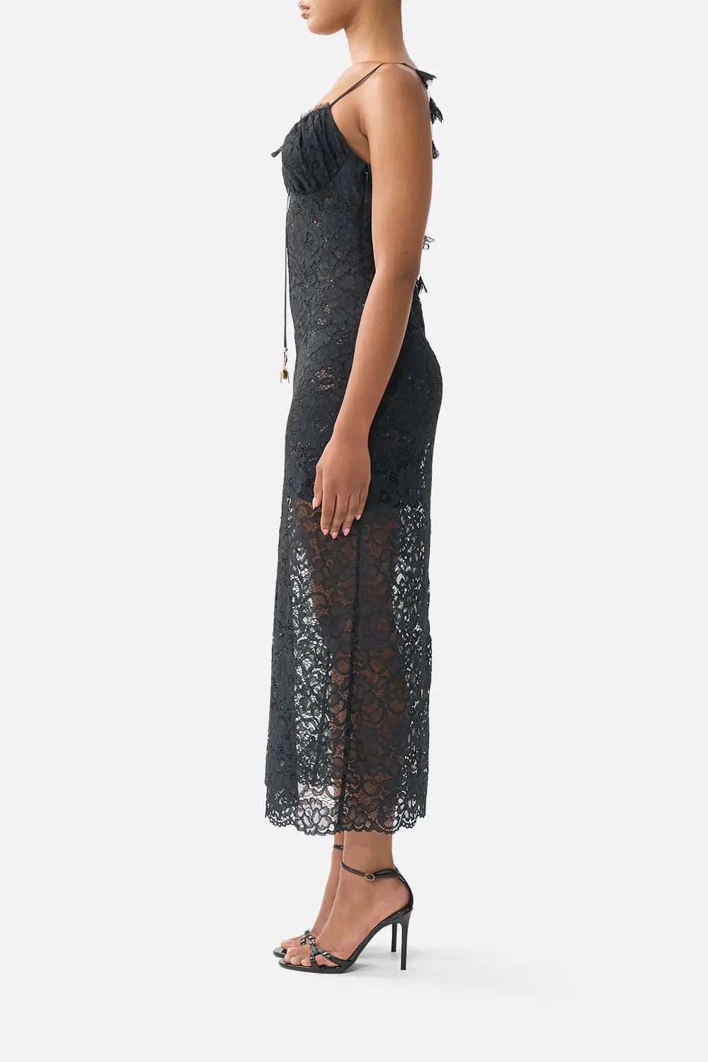 Lace Gathered Bodice Slip Dress