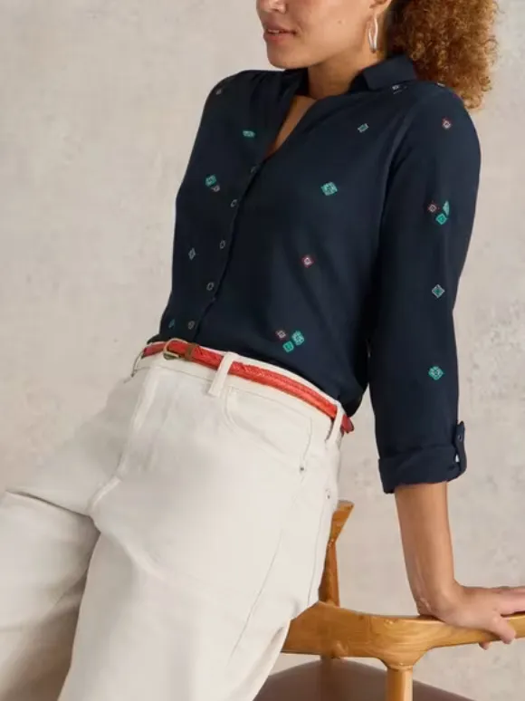 Embroidered Collar Shirt