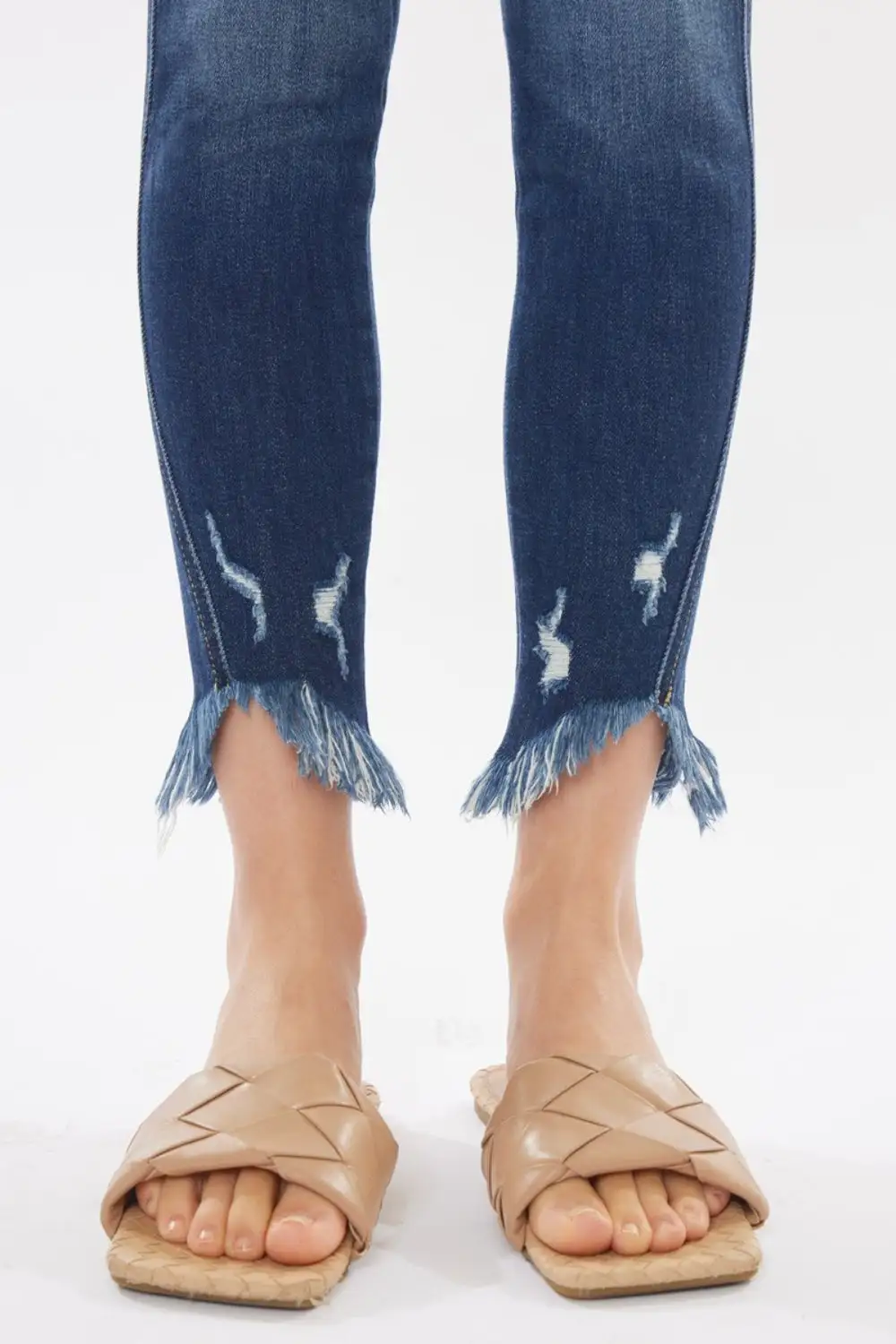 Clean High Waist Raw Hem Denim Jeans