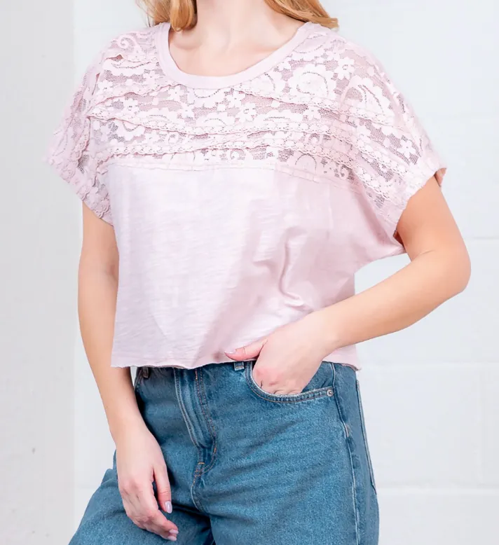 Lace Trim Relaxed Top