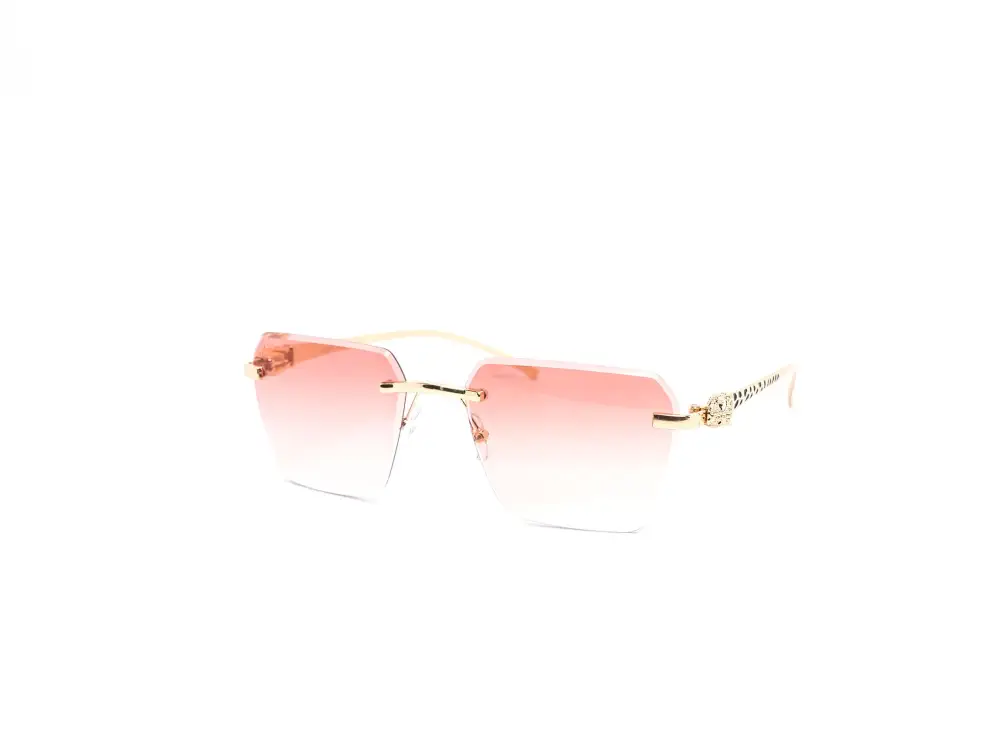 12-Pack Luxury Rimless Hexagon Gradient Metal Sunglasses