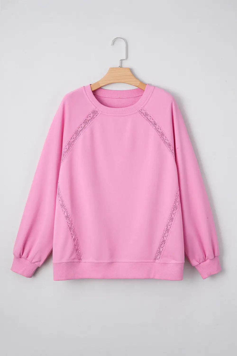 Relaxed Patchwork Lace Detail Raglan Sleeve Sweatshirt
