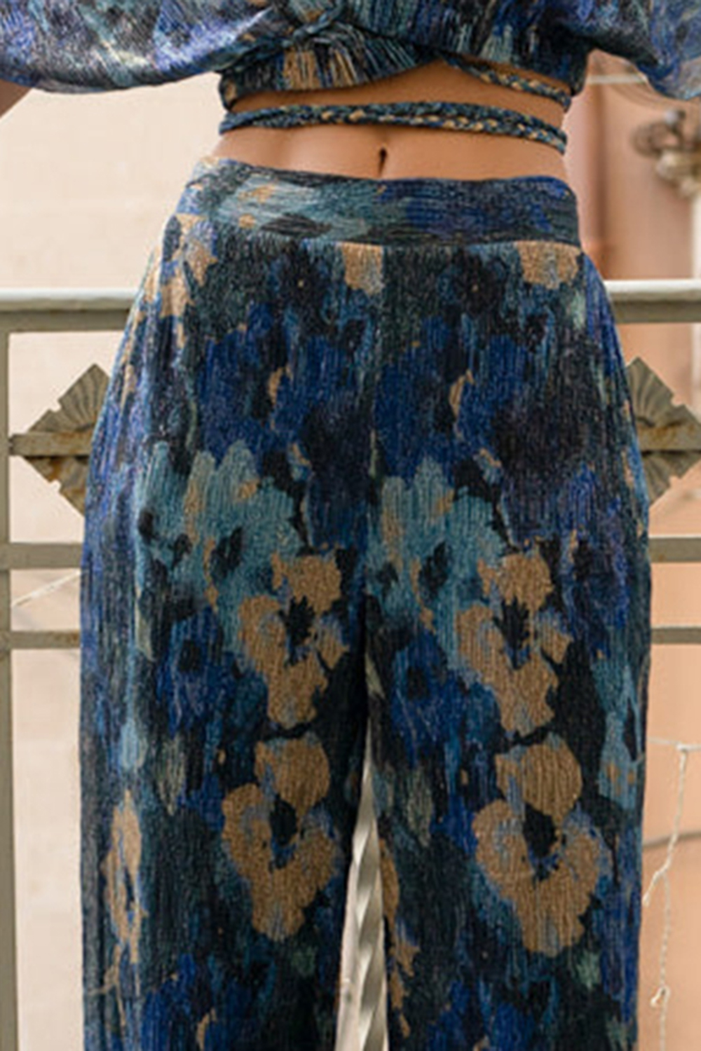 Multicolor Metallic Floral Pant