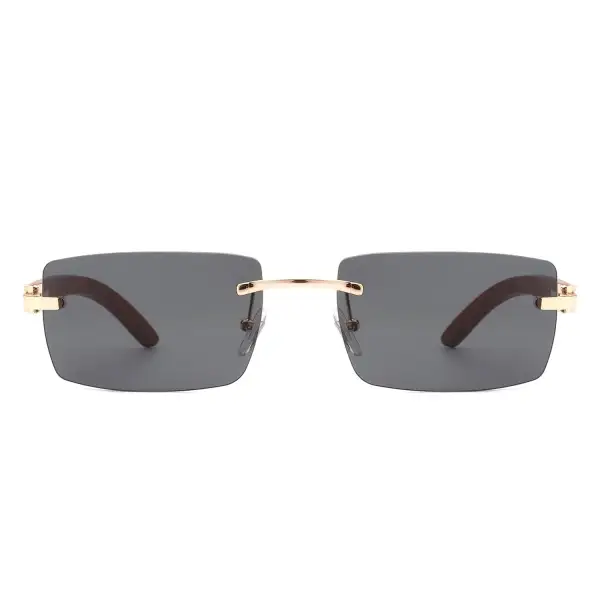 Rectangle Rimless Frame Sunglasses