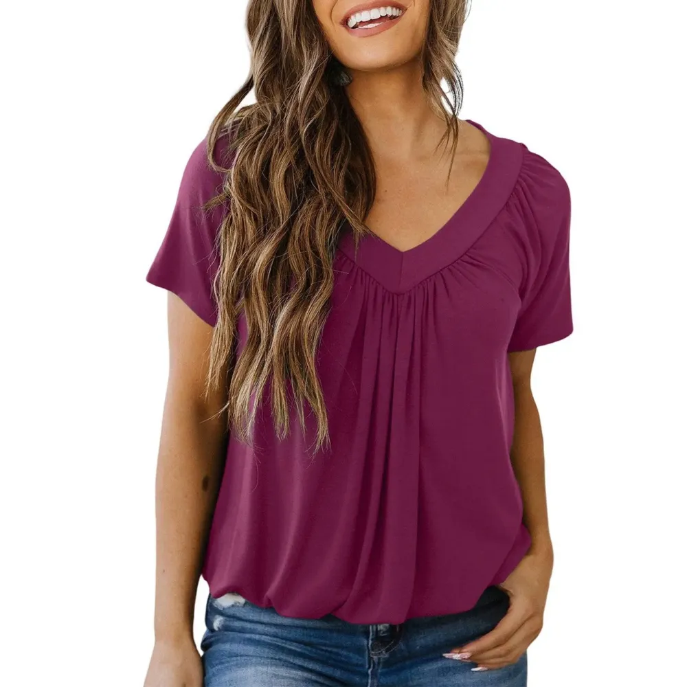 Women'S Casual Summer Short Sleeve V Neck Tops T-Shirts 🔥8-Pack - All Colors Included, Only $24