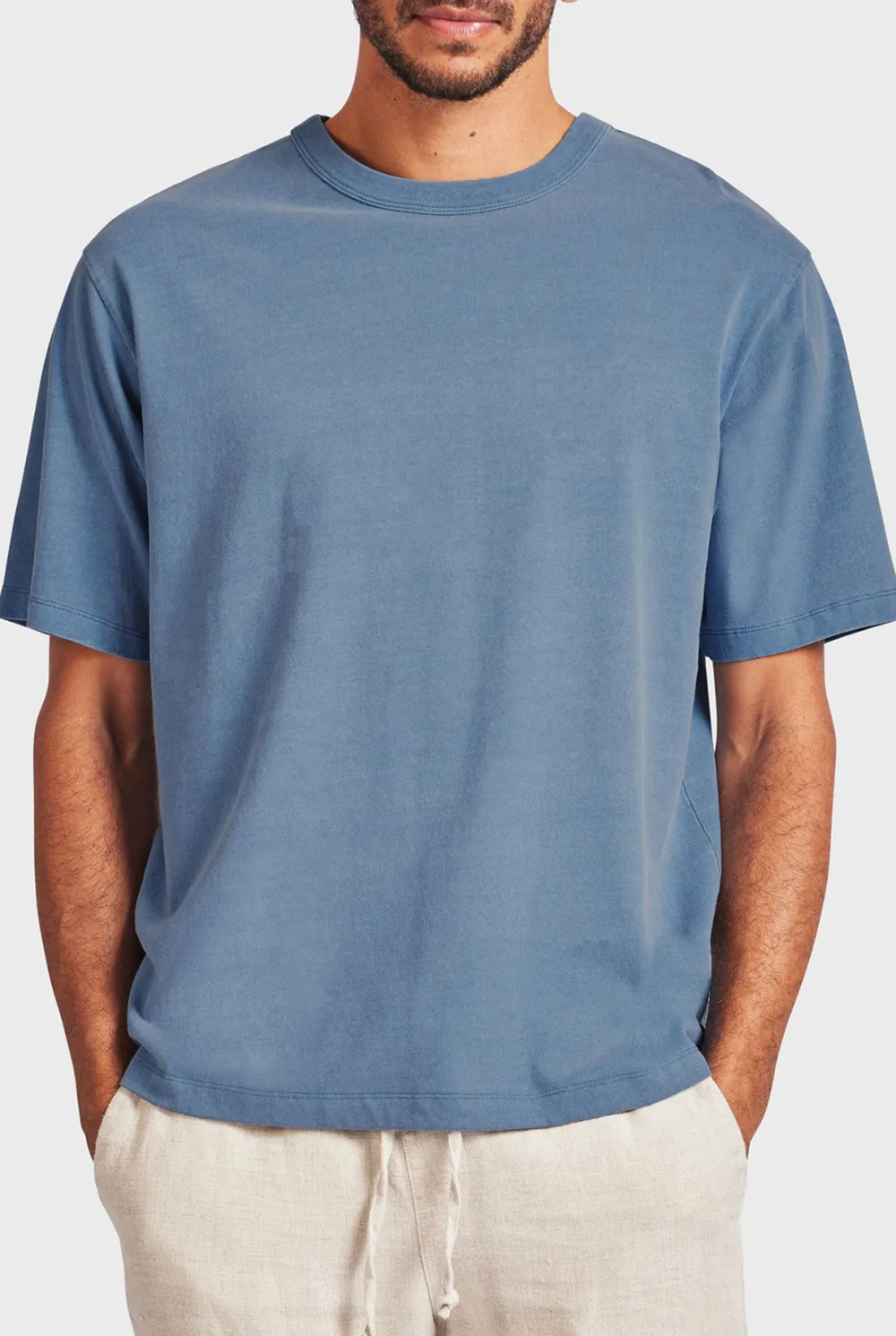 Mid Indigo Short Sleeve Crew Neck Tee