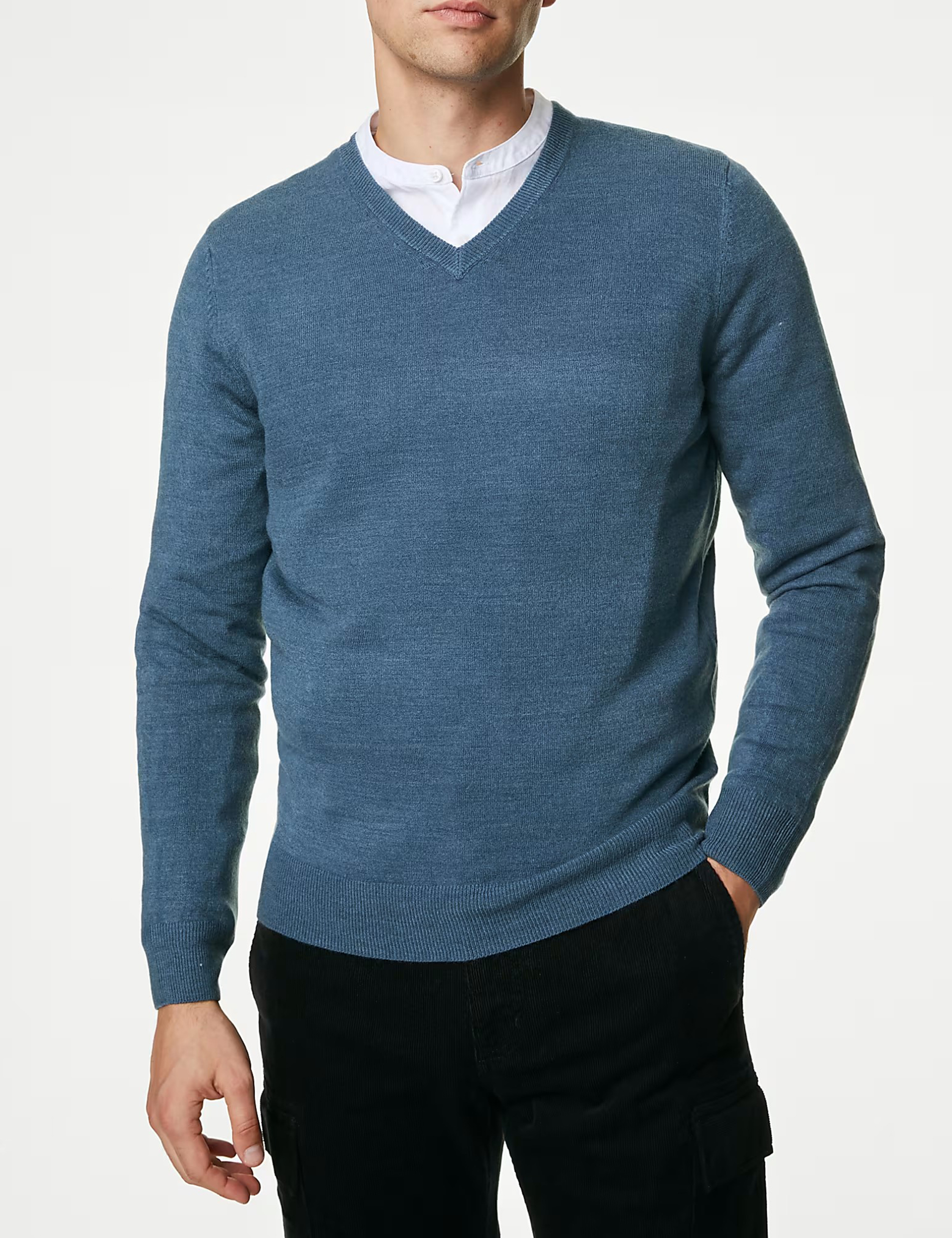 V-neck Long-Sleeved Knitted Sweater