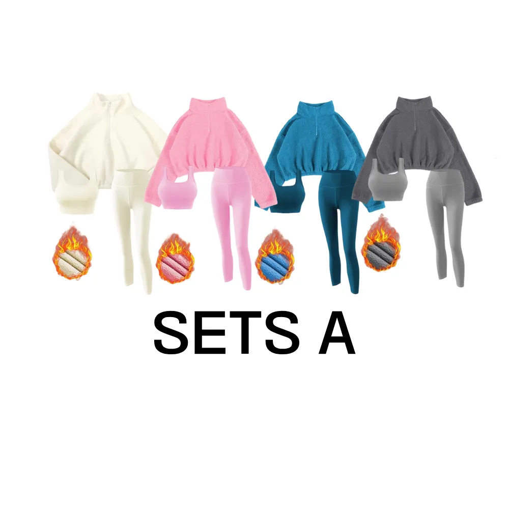 Women's Solid Thermal Lined Tracksuit Set