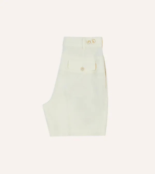 Daily Ecru Linen Single-Pleat Shorts Casual Style
