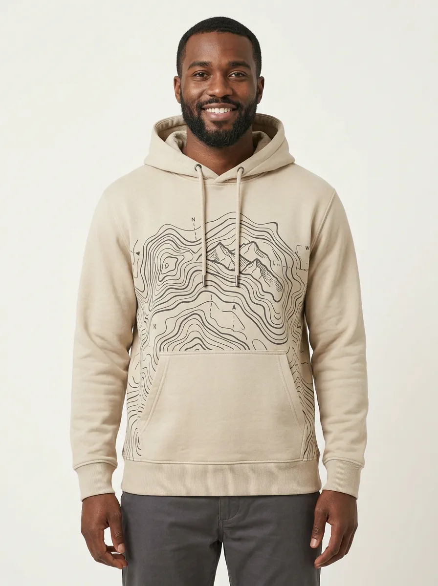 Men's Ridge Hiking Outdoor Explorer Topographic Graphic Hoodie