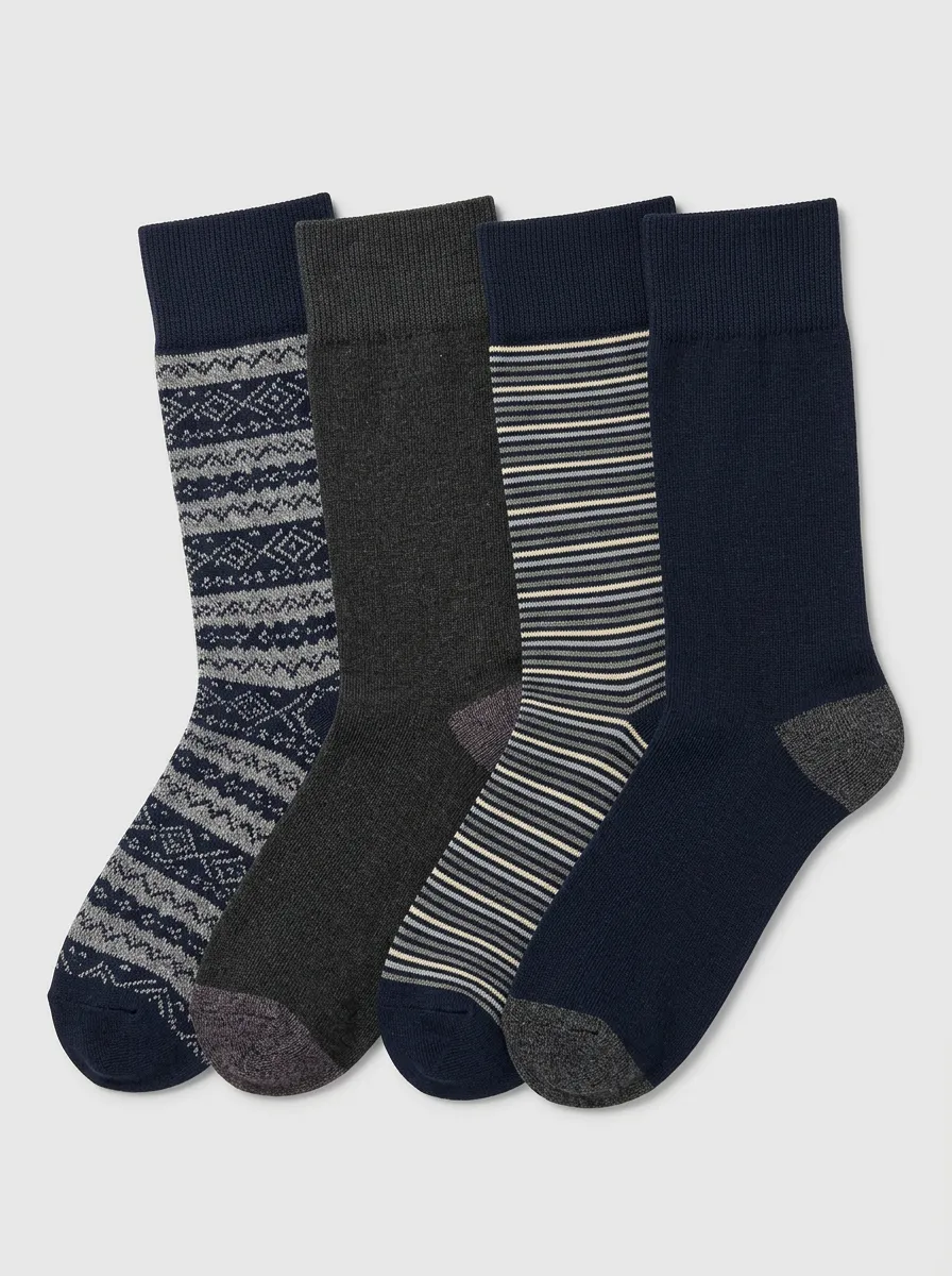 Relaxed Nordic Printed Classic Look Men's Four Pair Socks
