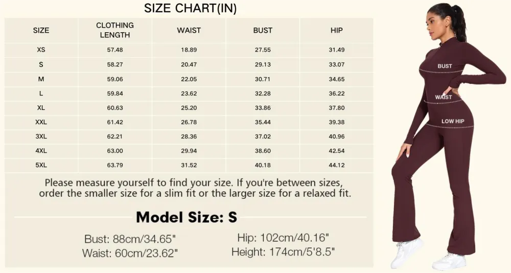 Women's Long Sleeve Flared Sports Jumpsuit - Zipper Jumpsuit, Wide Leg Bodysuit, Sexy One-Piece Yoga Jumpsuit