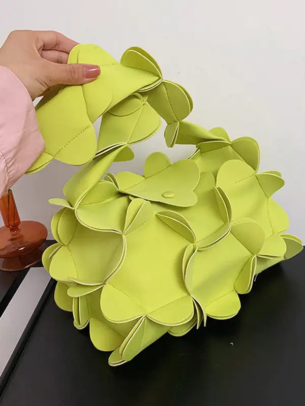 Flower Shape Solid Zipper Crossbody Bag