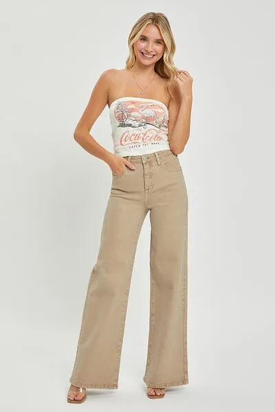 Tummy Control High Rise Wide Leg Denim Jeans