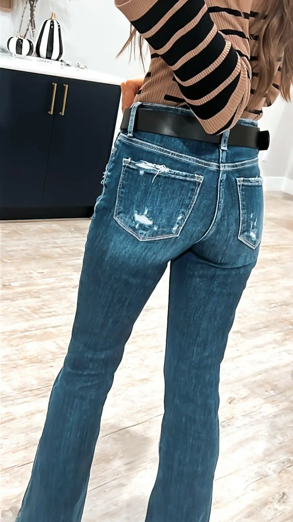 High Rise Distressed Flare Jeans