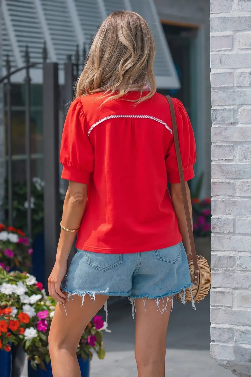 Striped Frilled Collared Blouse