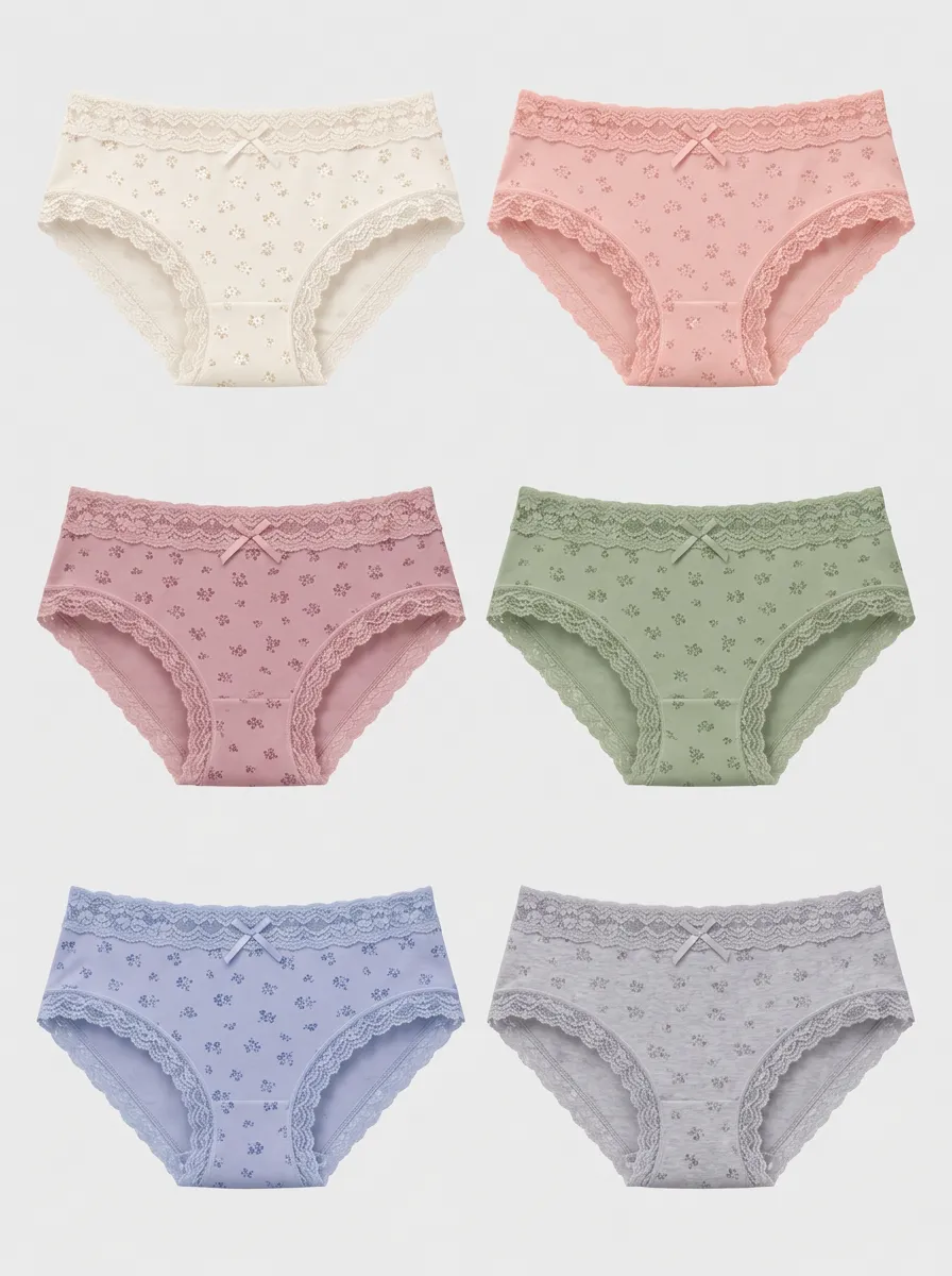 Women's Multicolor Floral Lace-Trim Briefs Multi-Pack