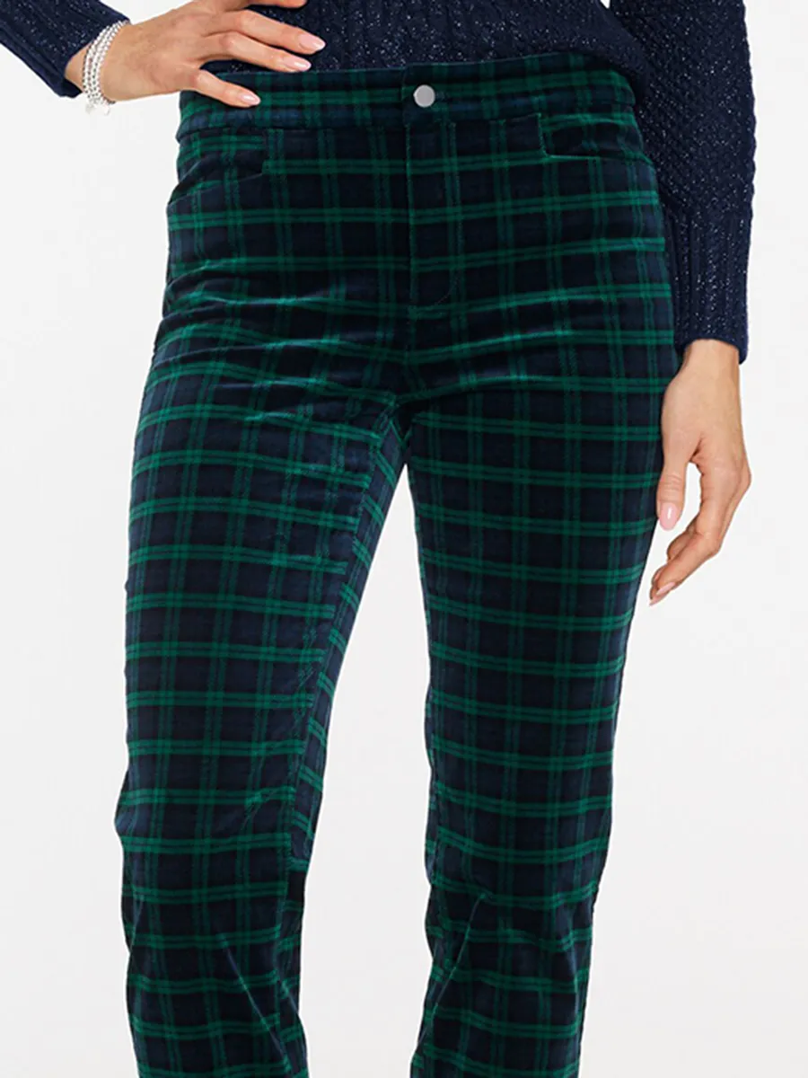 Women'S Retro-Style Patterned Corduroy Straight-Leg Trousers