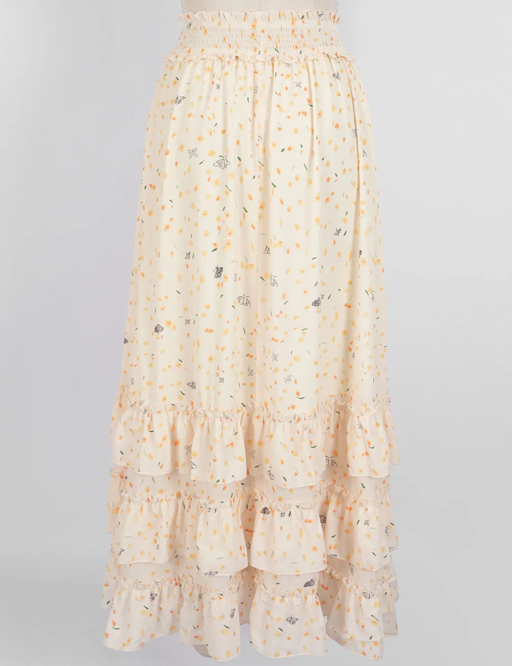 Tiered Ruffle Smocked Waist Maxi Skirt
