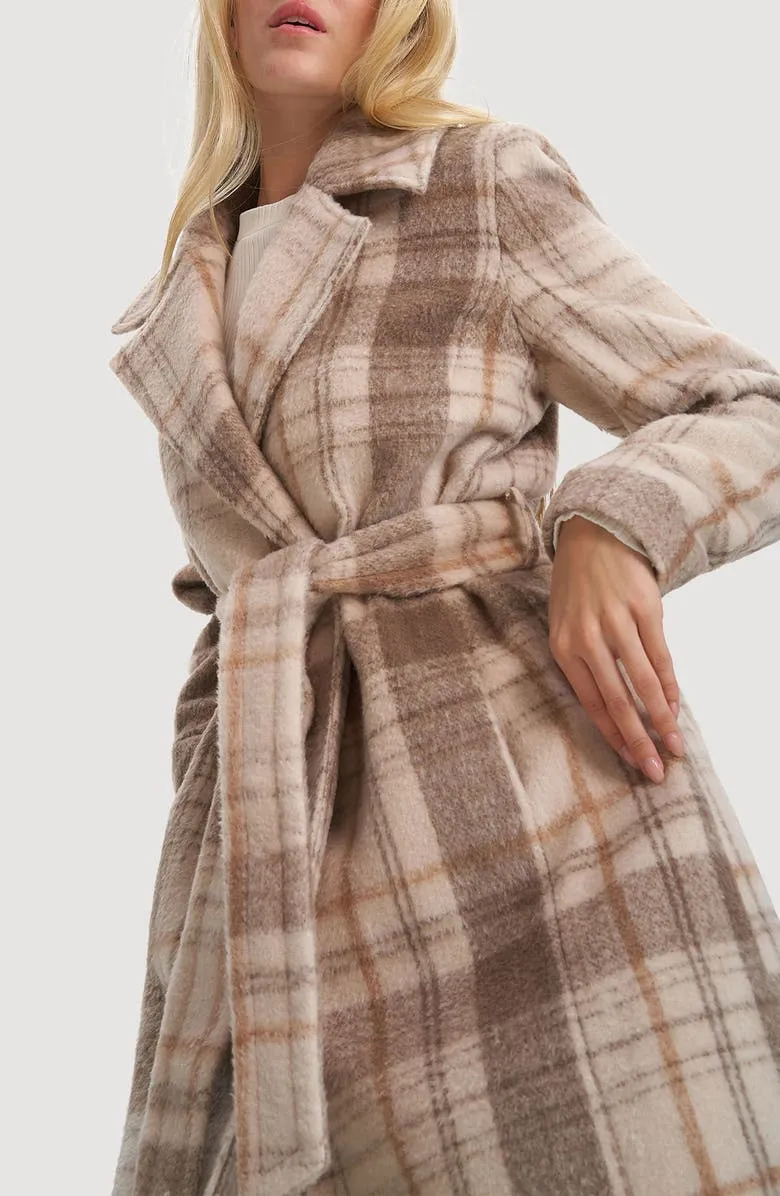 Vegan Wool Plaid Coat