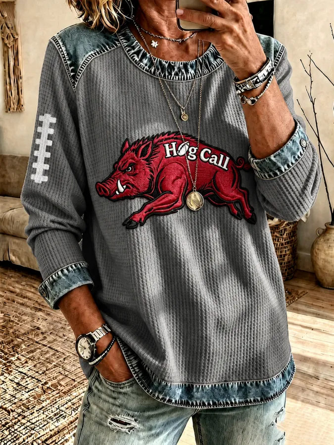 Women's Football Print Long Sleeved Sweatshirt