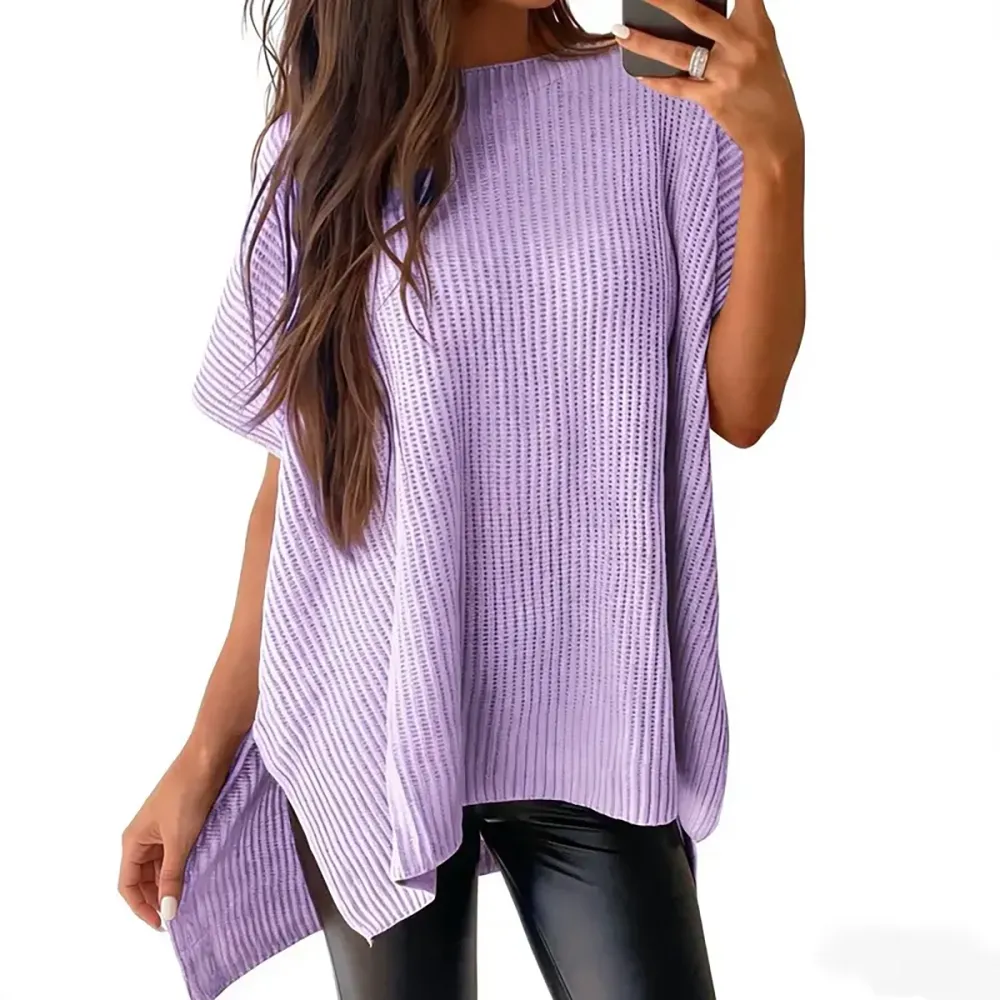 🔥Hot Sale💥 - Women's Round Neck Batwing Short Sleeve Loose Knit Top
