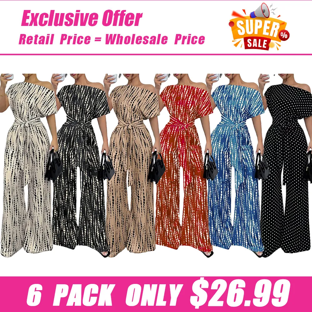 Women's printed tie-waist jumpsuit