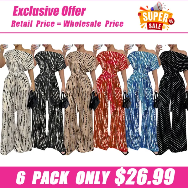 Women's printed tie-waist jumpsuit