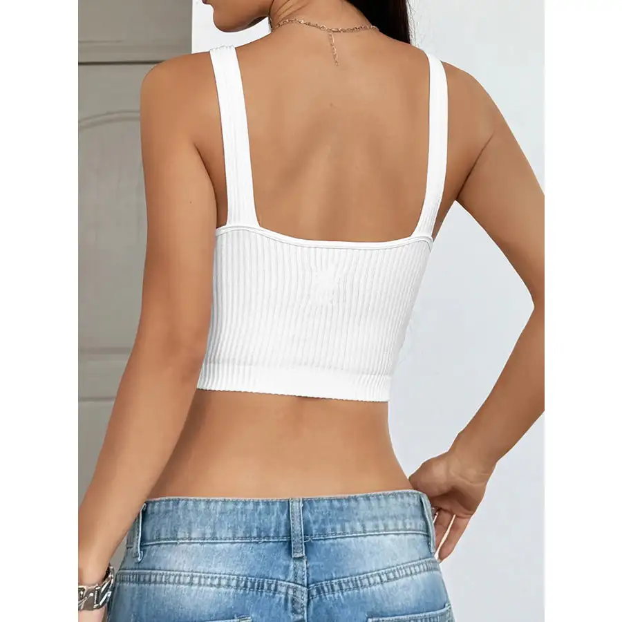 Ribbed Scoop Neck Crop Tank Top