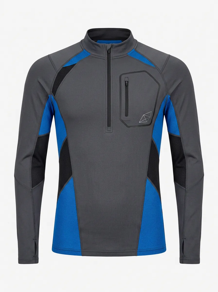 Men's Athletic Sporty Colorblock Quarter Zip Long Sleeve Shirt