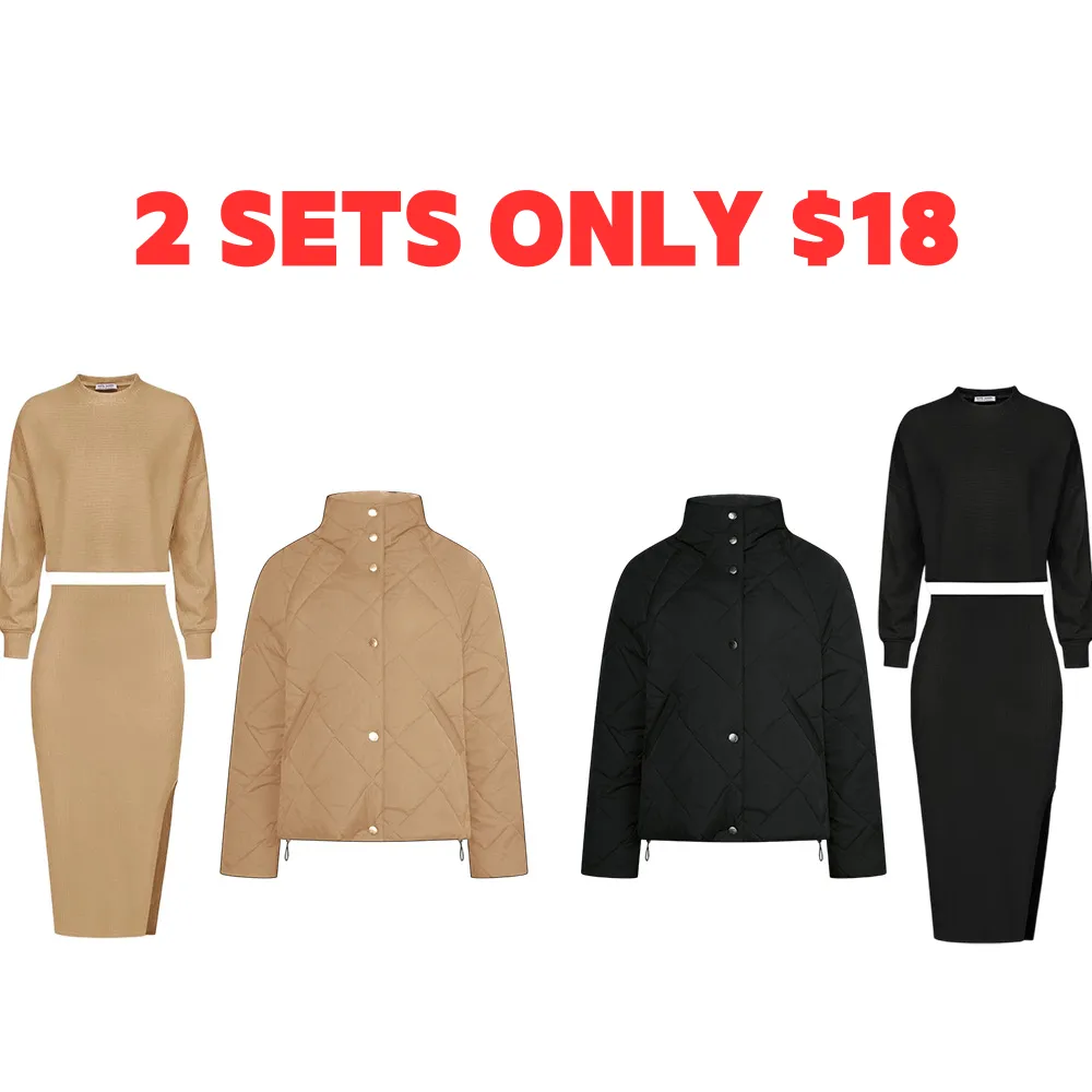 Women's 2-Piece Sweatsuits Set Outfits Long Sleeve Half Zip Pullover Sweatshirt Joggers Soft Tracksuit Cropped Tops+Left Slit Skirt