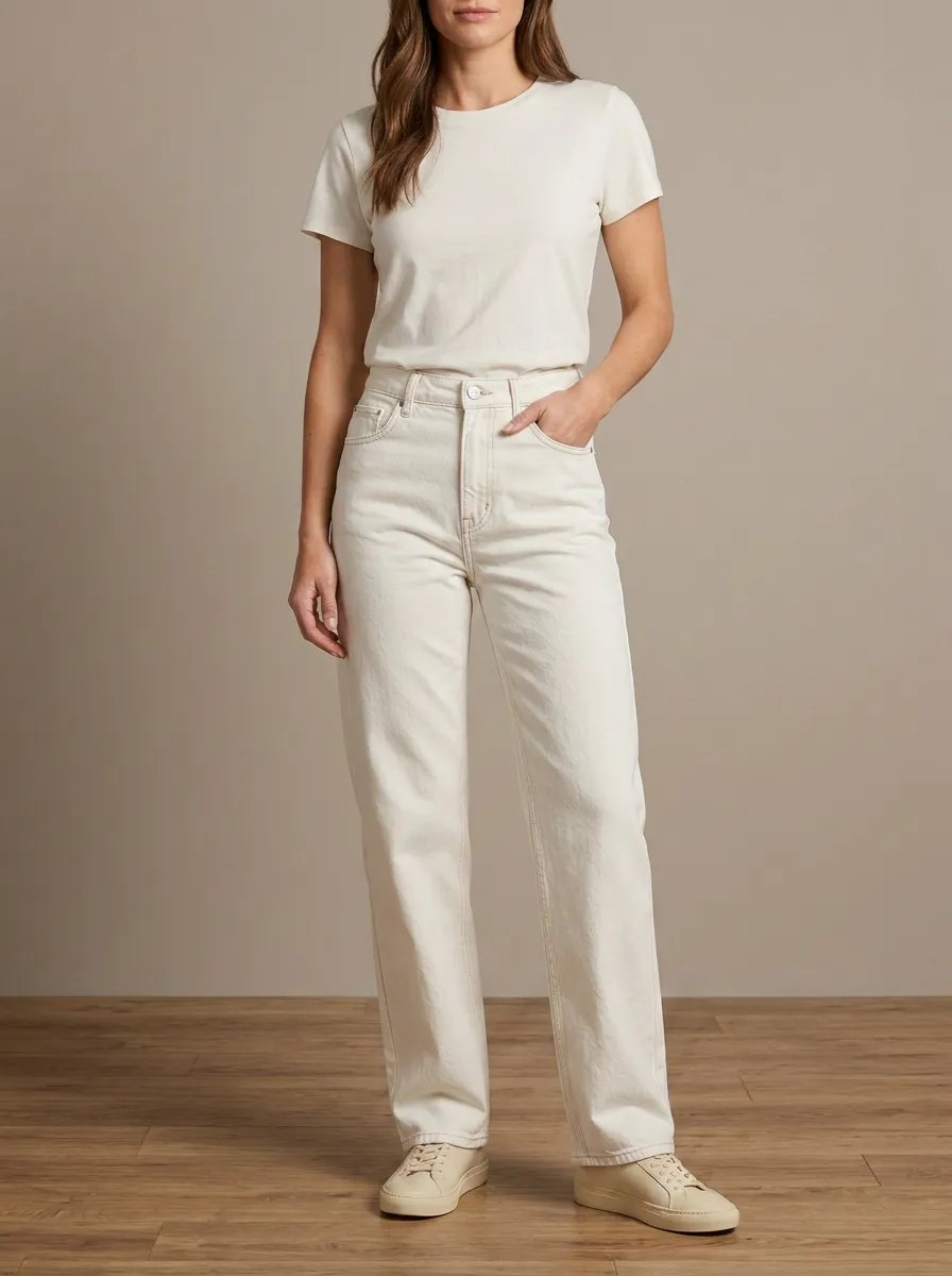 Low-Key High-Rise Straight-Leg Denim Jeans