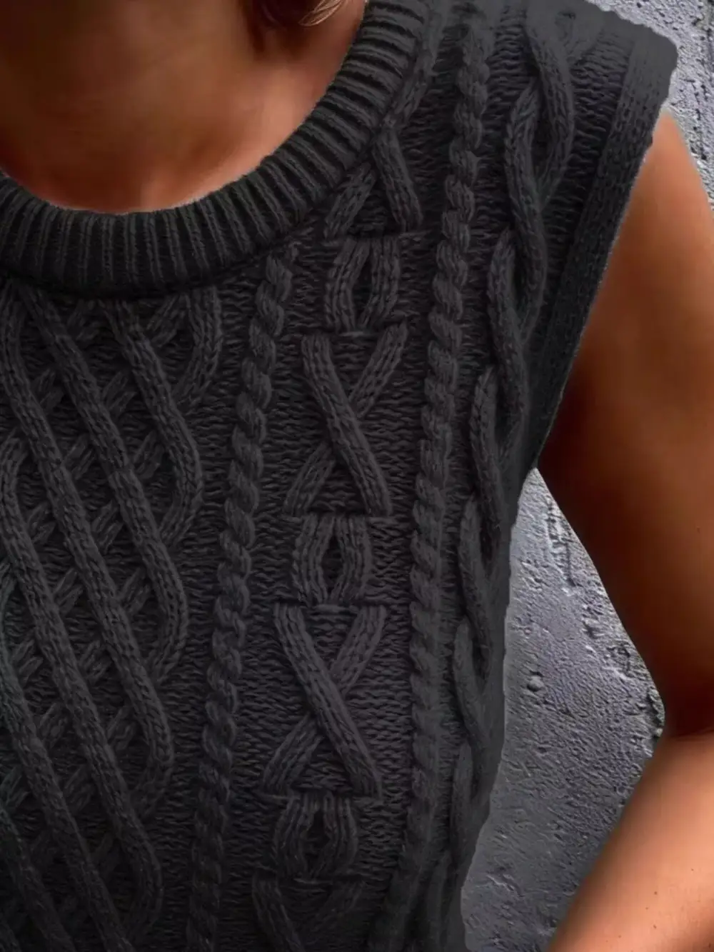 Textured Cable Knit Sweater Vest