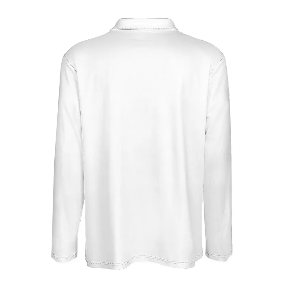 Men's Lion&Jesus Print Long Sleeve Polo Shirt
