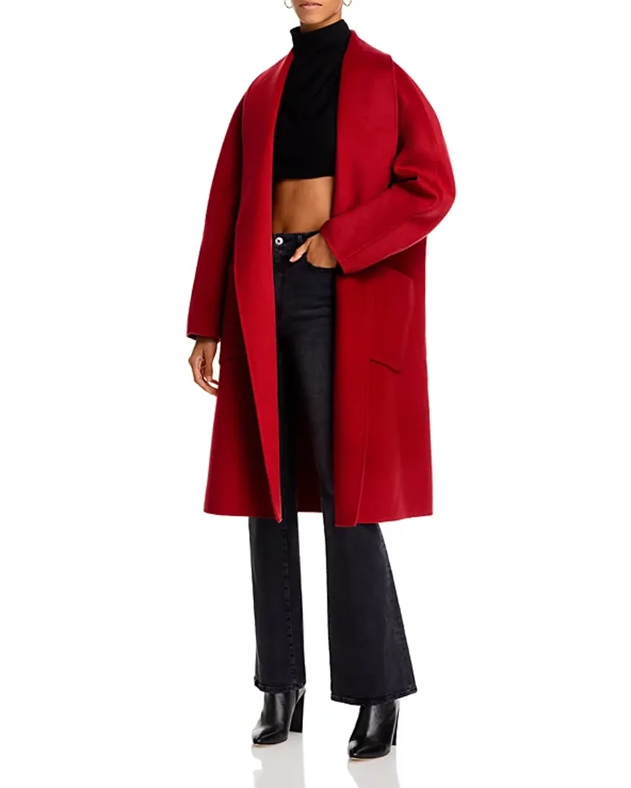 Shawl Collar Long Sleeves Multicolor Coat