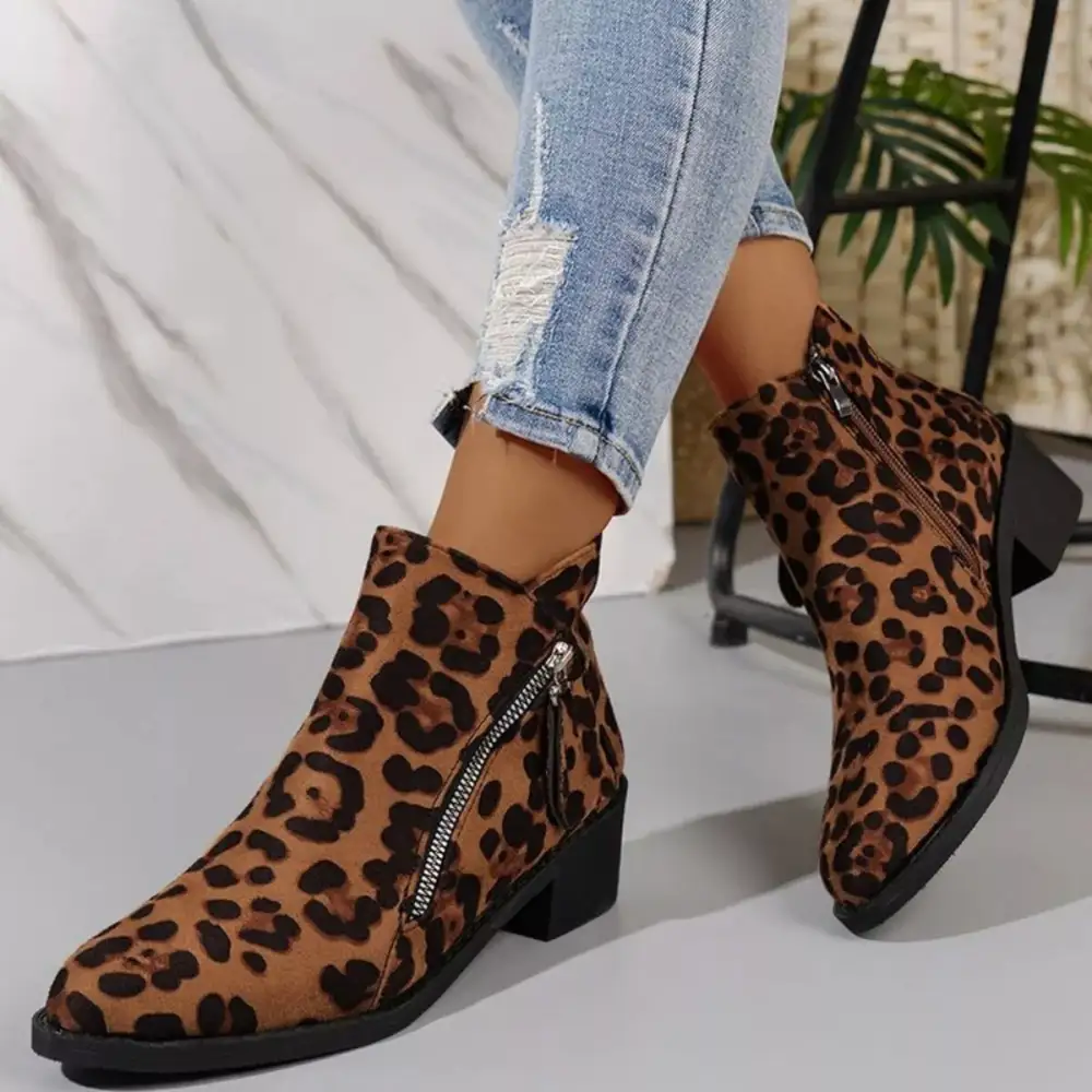 Point Toe Block Heels Boots