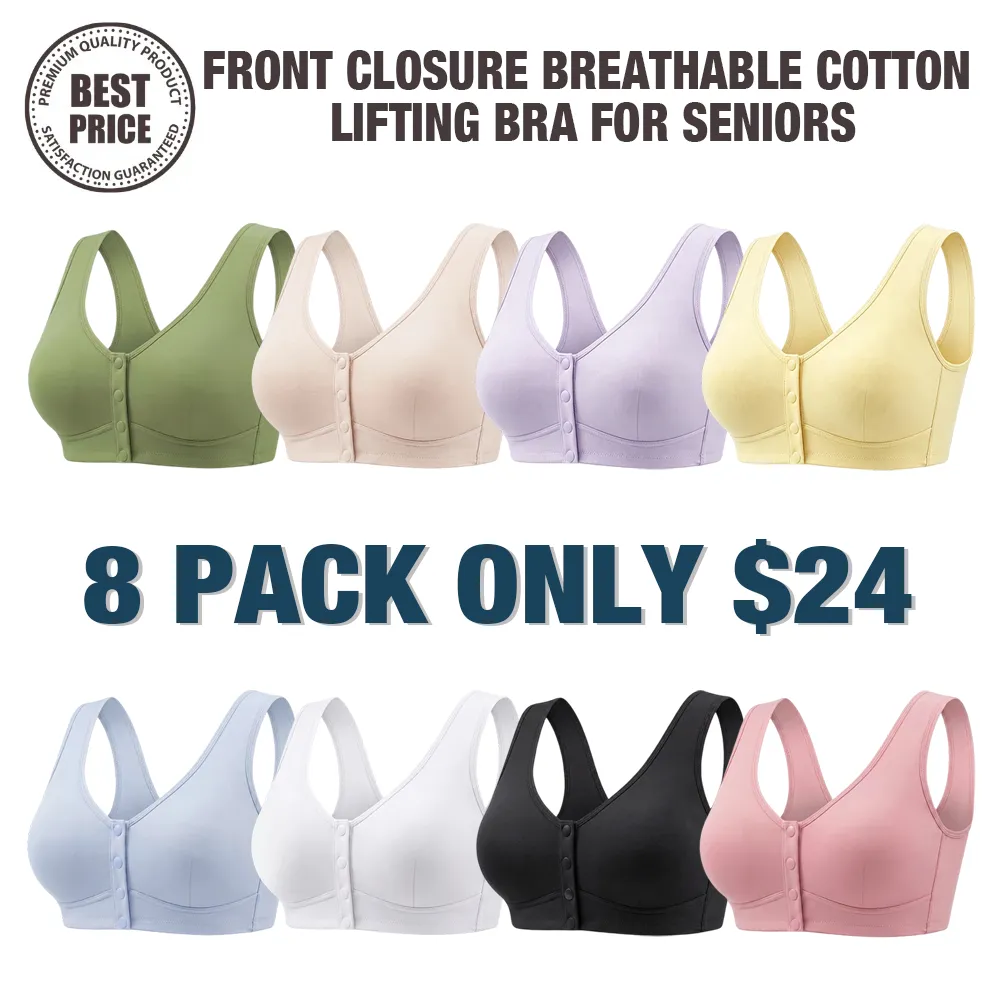 🔥Last Day💥Front Closure Breathable Cotton Lifting Bra for Seniors🔥8-Pack Only $24