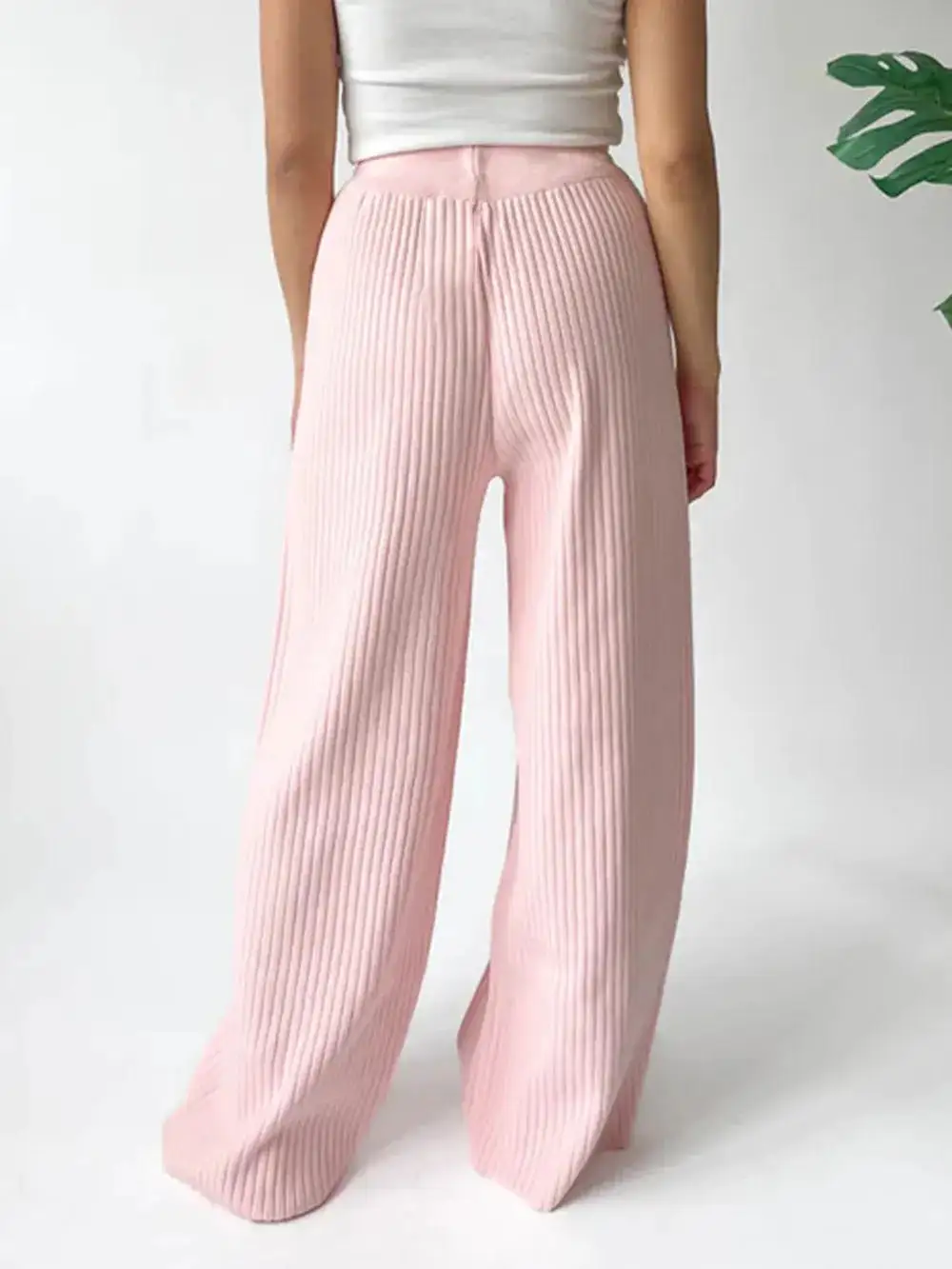 Wide Leg Ribbed Pants