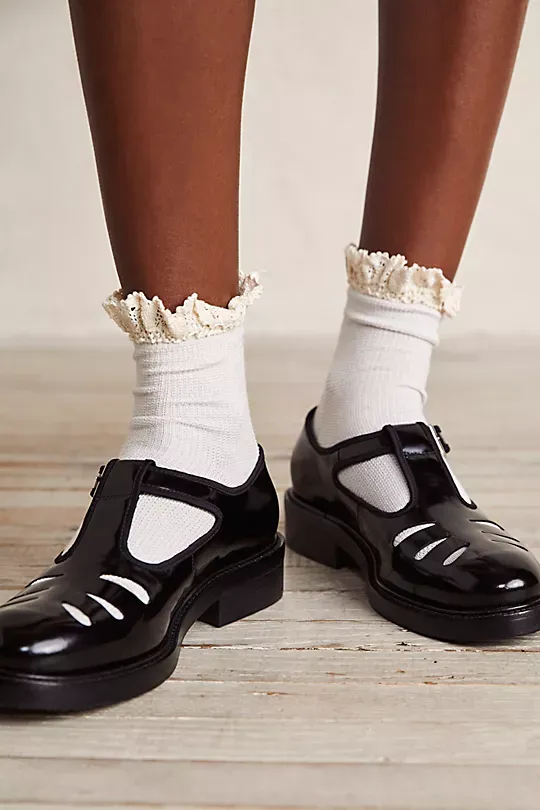 Waffle Knit Ankle Socks Purple
